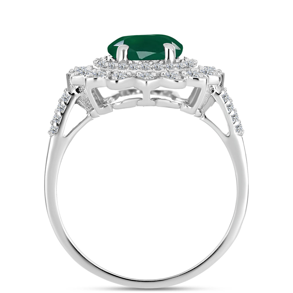 Anillo de Plata con Calcedonia Verde y Topacio Blanco 2 