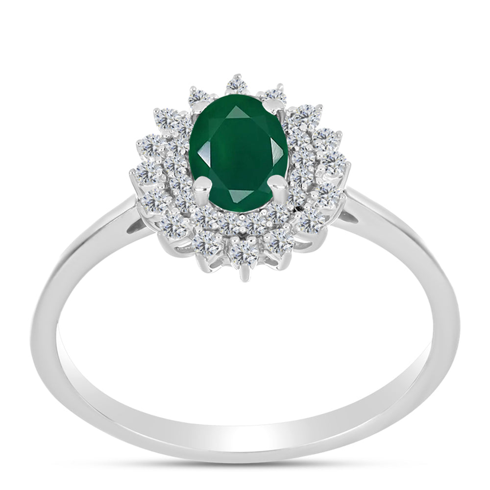 Anillo de Plata con Calcedonia Verde y Topacio Blanco 3 