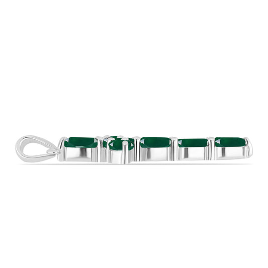 Cruz Colgante de Plata con Calcedonia Verde