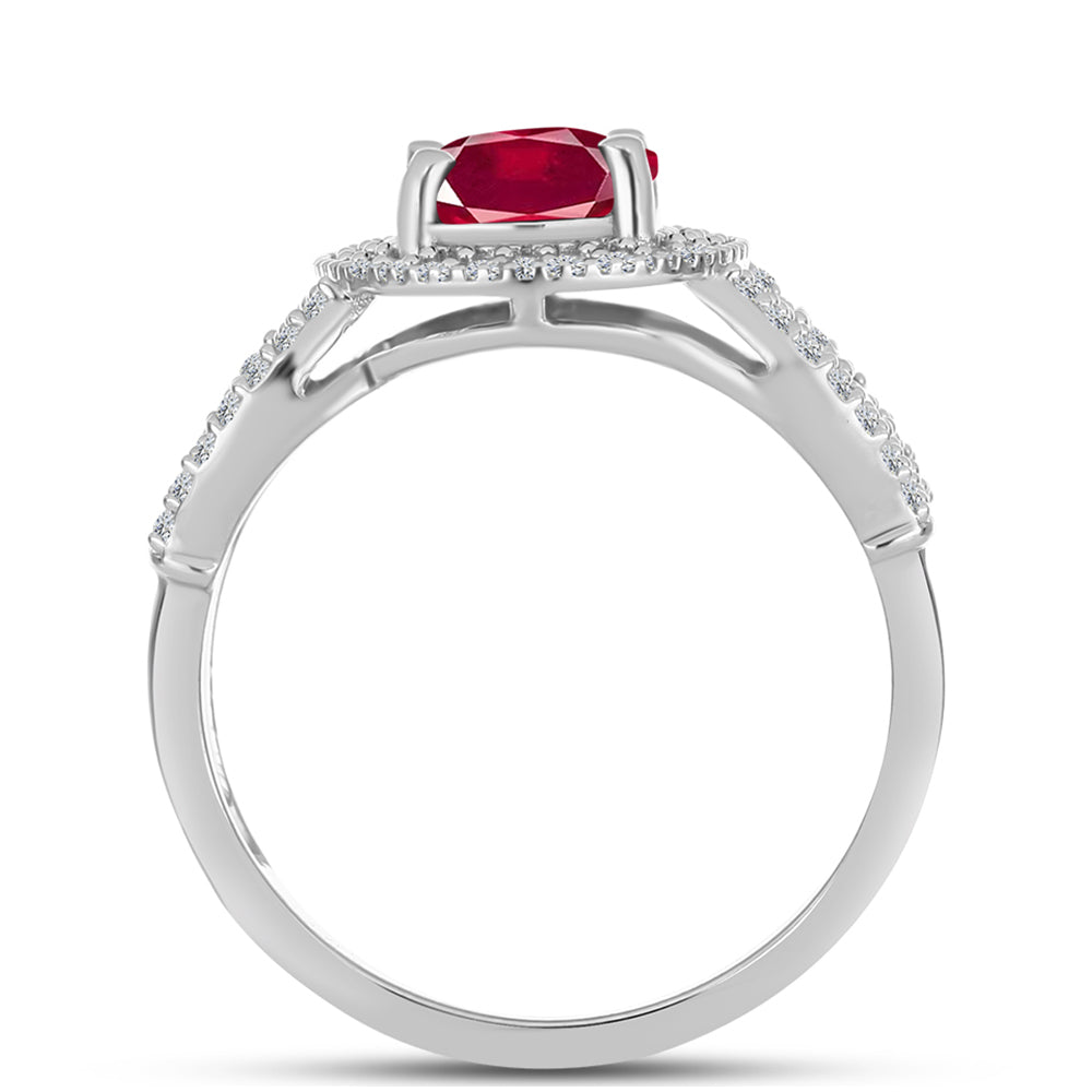 Anillo de Plata con Rubí de Madagascar y Topacio Blanco 2 