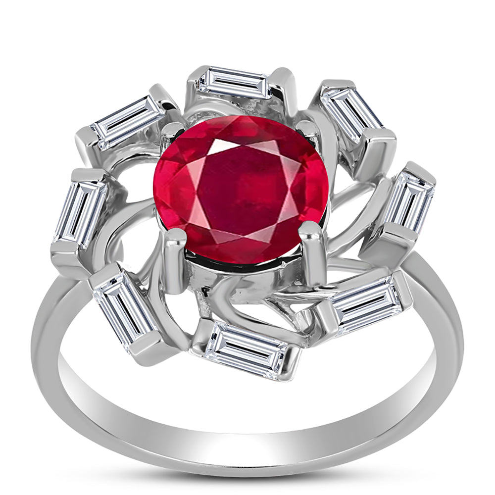 Anillo de Plata con Rubí de Madagascar y Topacio Blanco 3 