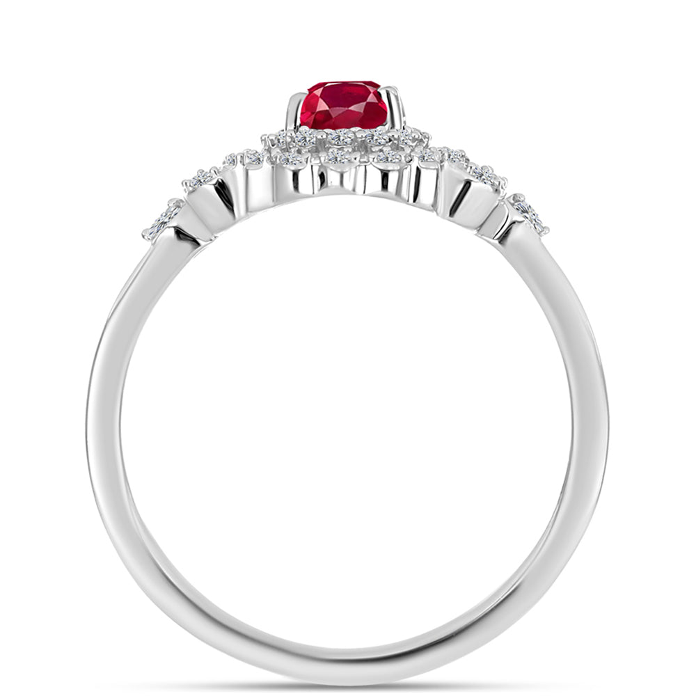 Anillo de Plata con Rubí de Madagascar y Topacio Blanco 2 