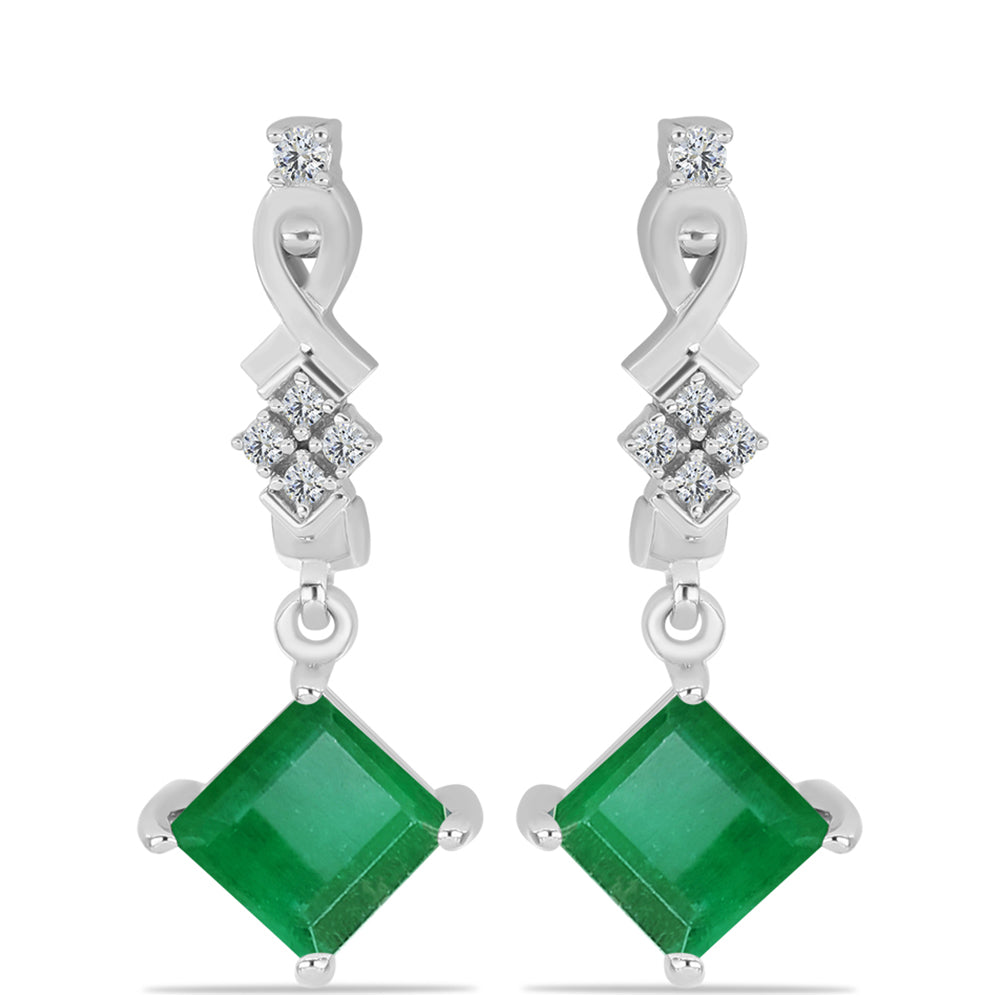 Pendientes de Plata con Esmeralda de Brasil y Topacio Blanco 1 
