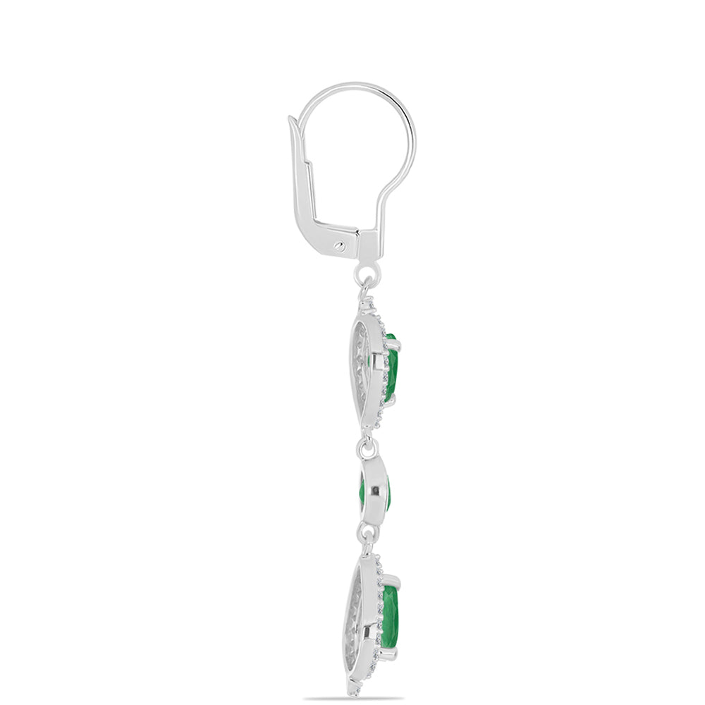 Pendientes de Plata con Esmeralda de Brasil y Topacio Blanco 2 