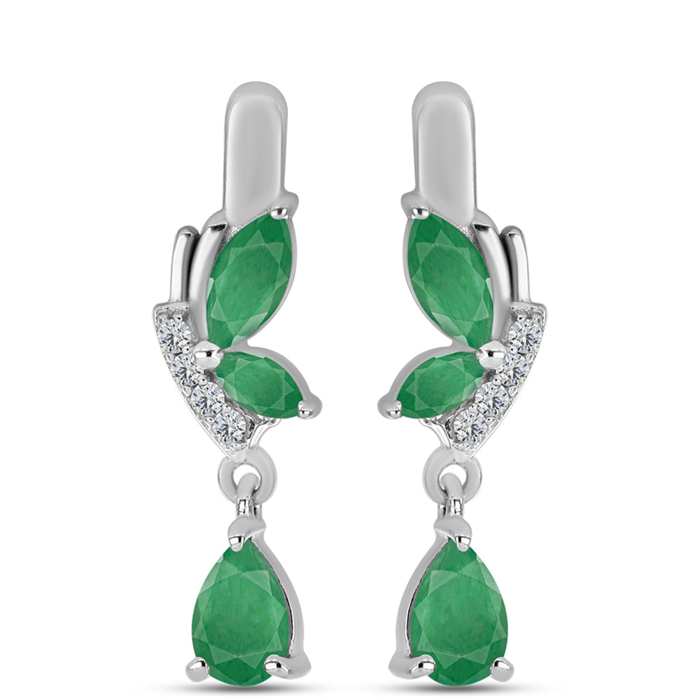 Pendientes de Plata con Esmeralda de Brasil y Topacio Blanco 1 