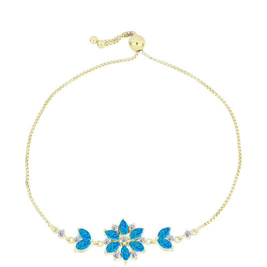 Pulsera de Plata Bañada en Oro con Ópalo Azul Paraiba de Etiopía y Topacio Blanco