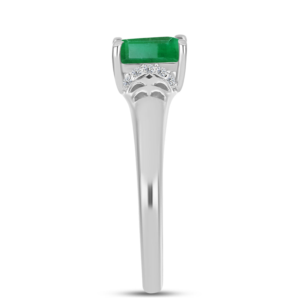 Anillo de Plata con Esmeralda de Brasil y Topacio Blanco 4 