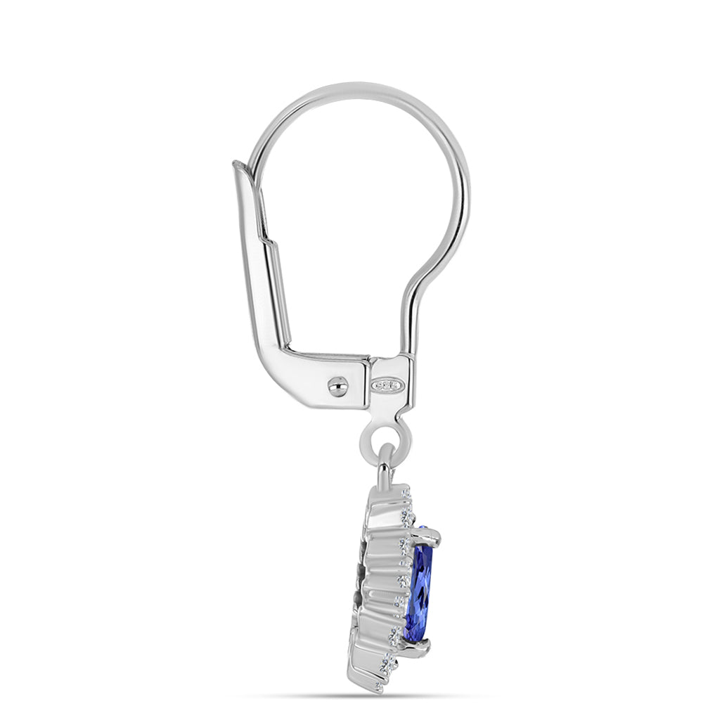 Pendientes de Plata con Tanzanita y Topacio Blanco 2 