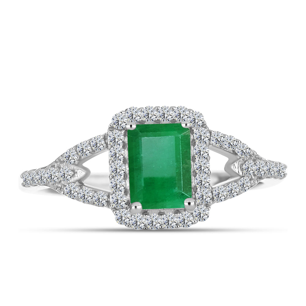 Anillo de Plata con Esmeralda de Brasil y Topacio Blanco