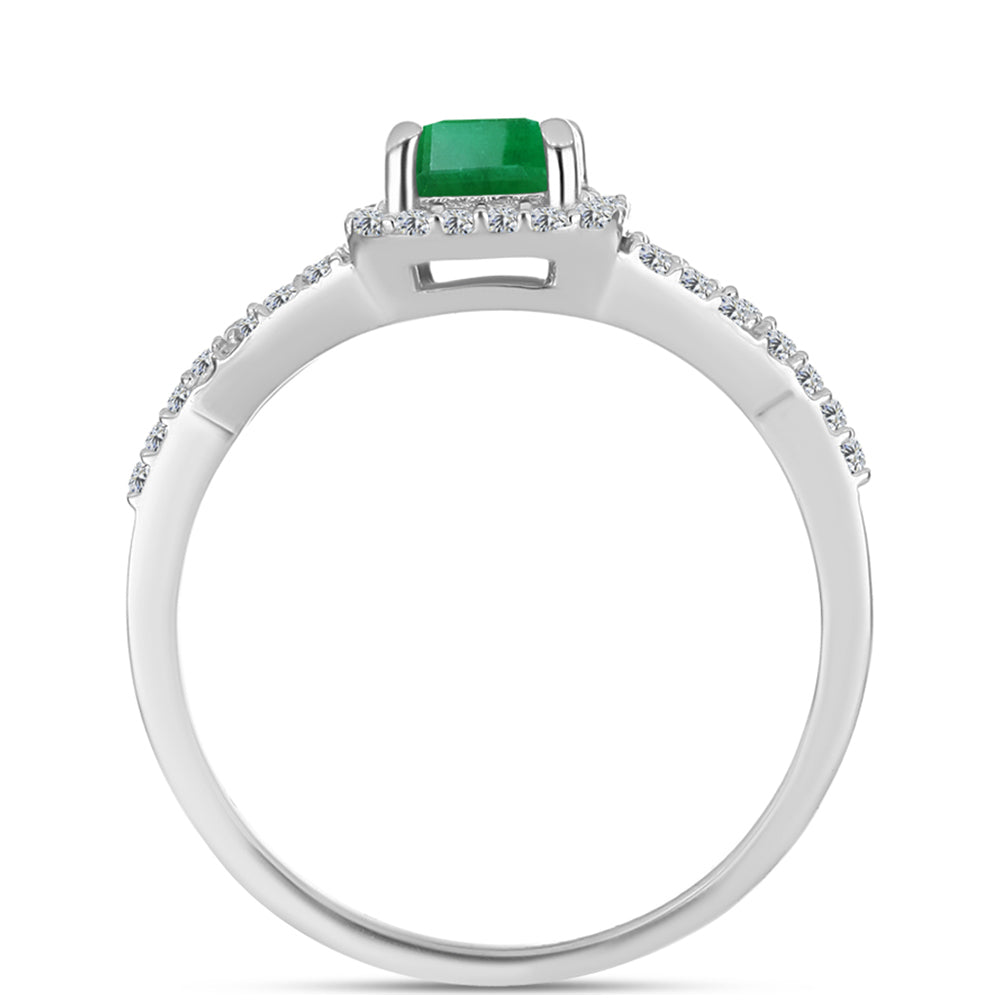 Anillo de Plata con Esmeralda de Brasil y Topacio Blanco 2 
