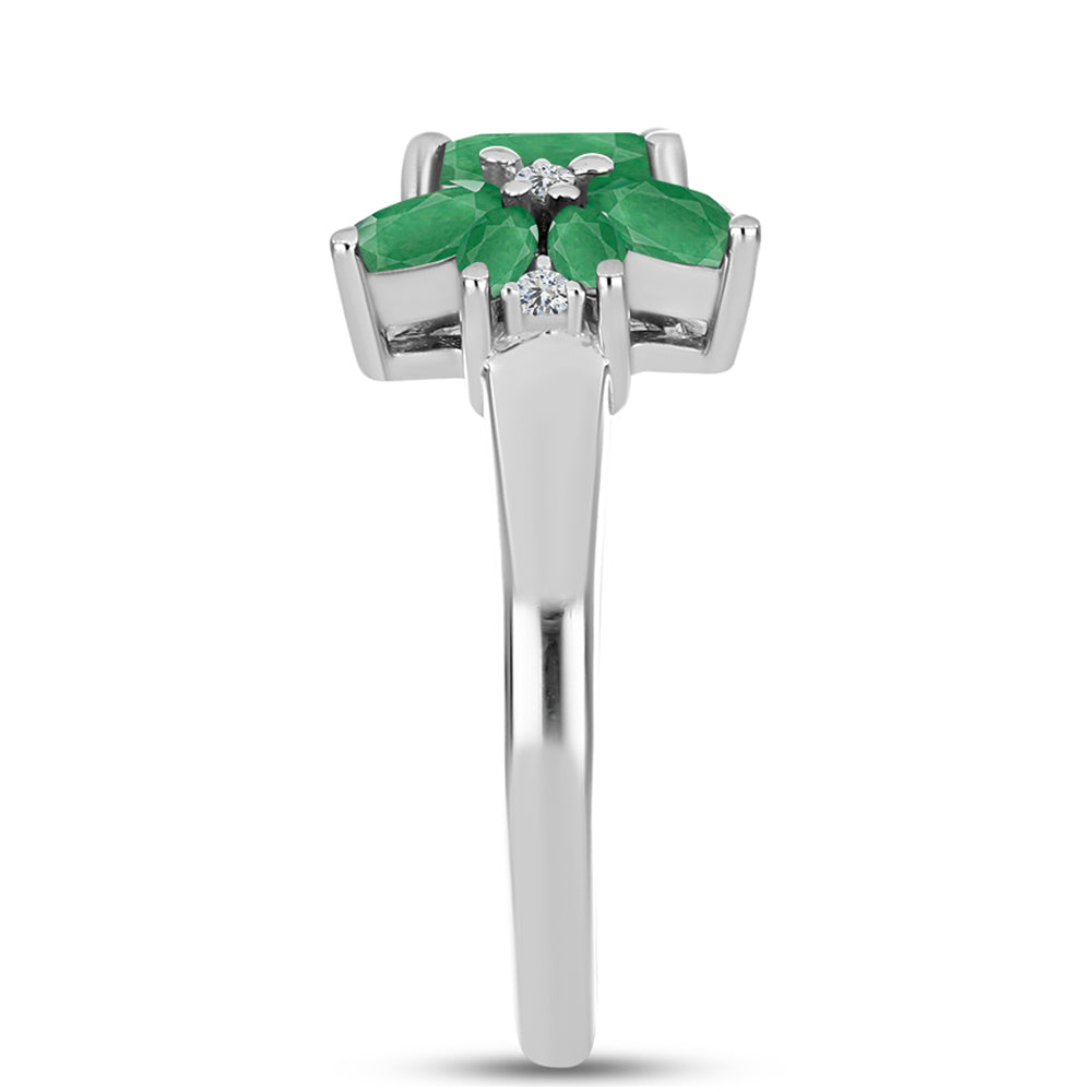 Anillo de Plata con Esmeralda de Brasil y Topacio Blanco 4 