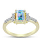 Anillo de Plata Bañada en Oro con Moisanita hielo y Topacio Blanco