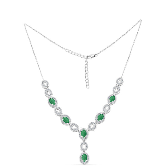 Collar de Plata con Esmeralda de Brasil y Topacio Blanco