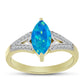 Anillo de Plata Bañada en Oro con Ópalo Azul Paraiba de Etiopía y Topacio Blanco