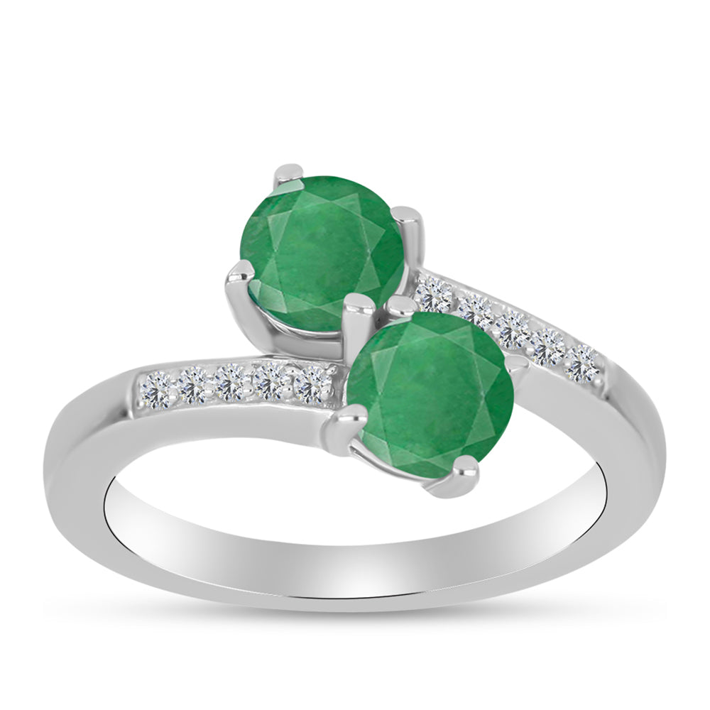 Anillo de Plata con Esmeralda de Brasil y Topacio Blanco 3 