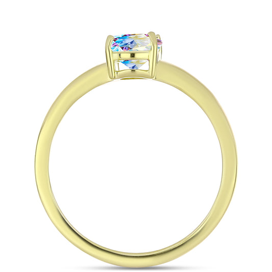 Anillo de Plata Bañada en Oro con Moisanita hielo