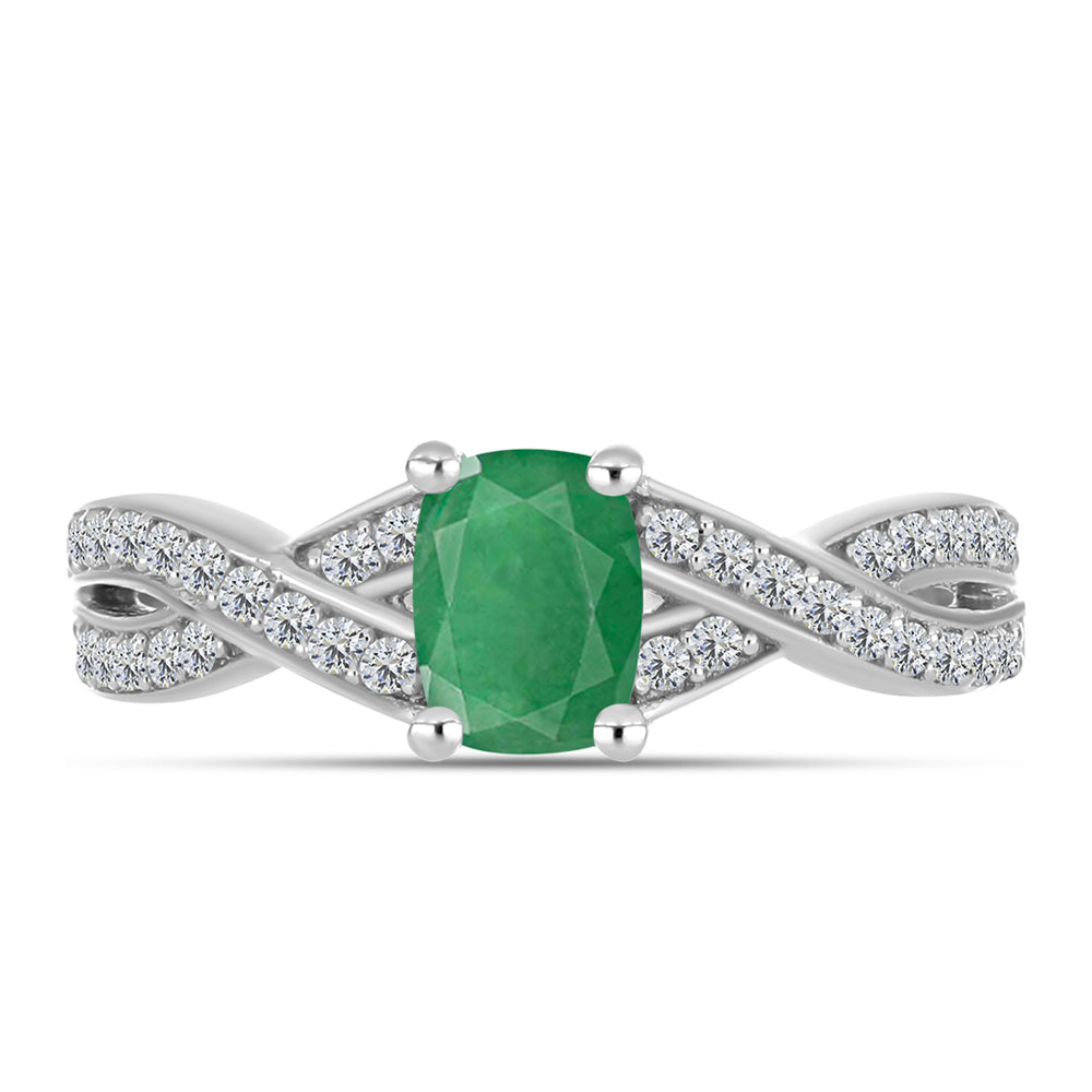 Anillo de Plata con Esmeralda de Brasil y Topacio Blanco 1 
