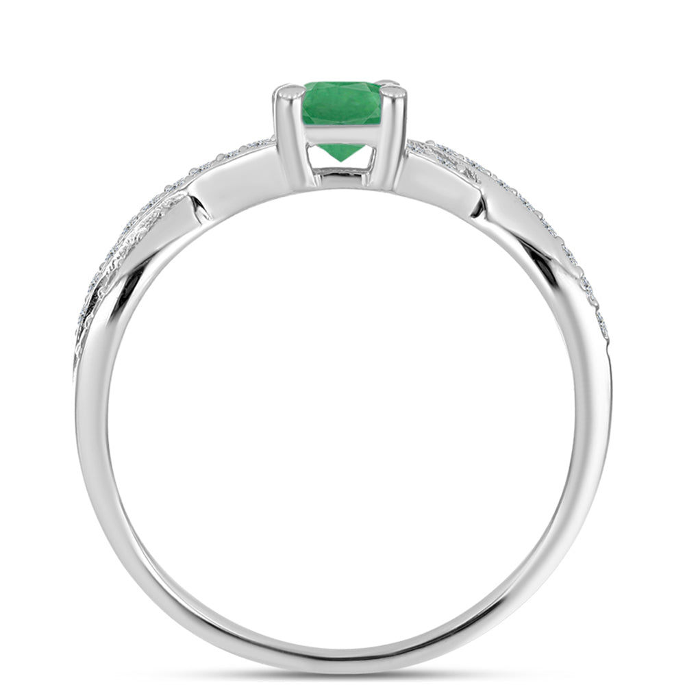 Anillo de Plata con Esmeralda de Brasil y Topacio Blanco