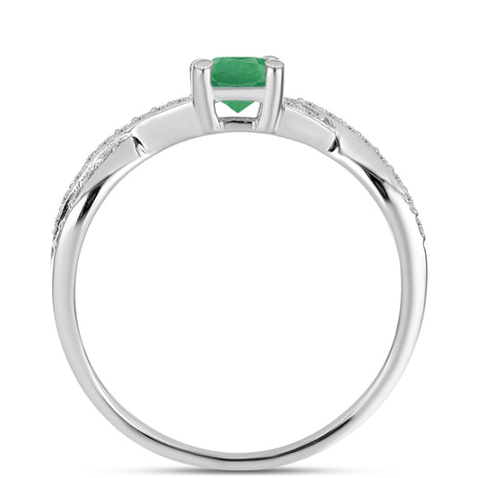 Anillo de Plata con Esmeralda de Brasil y Topacio Blanco