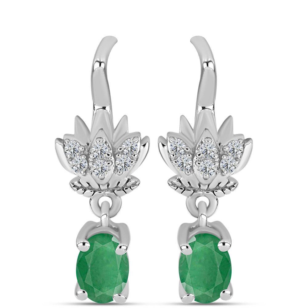 Pendientes de Plata con Esmeralda de Brasil y Topacio Blanco 1 