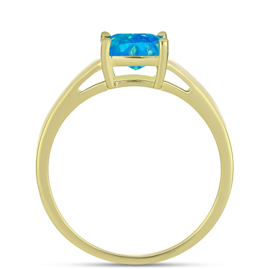 Anillo de Plata Bañada en Oro con Ópalo Azul Paraiba de Etiopía