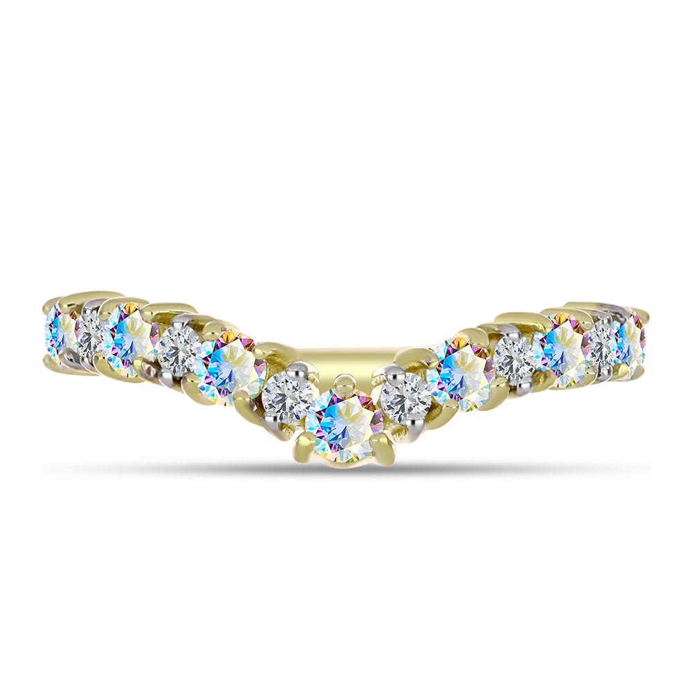 Anillo de Plata Bañada en Oro con Moisanita hielo y Topacio Blanco 1 