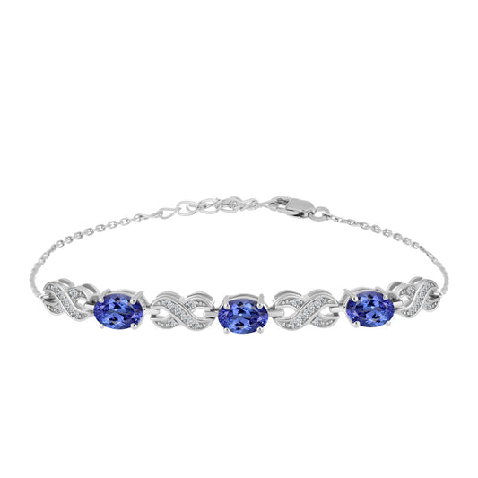 Pulsera de Plata con Tanzanita y Topacio Blanco