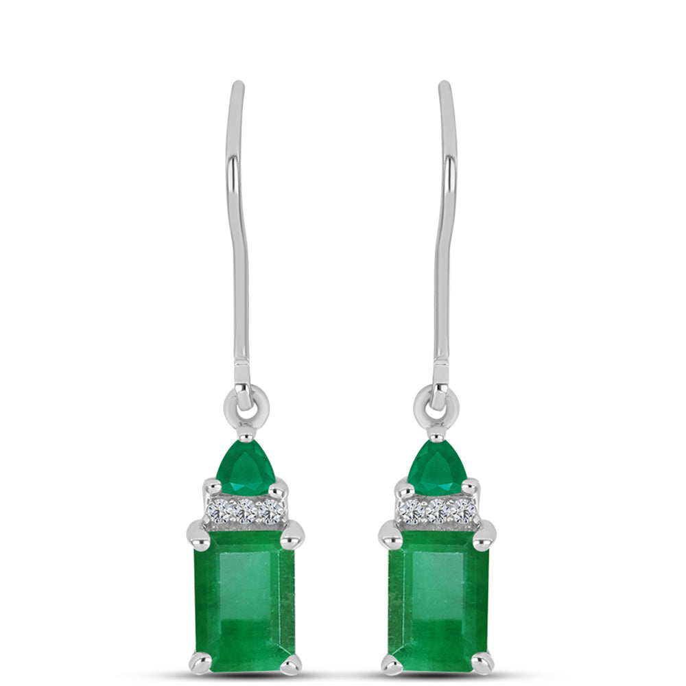 Pendientes de Plata con Esmeralda de Brasil y Topacio Blanco 1 