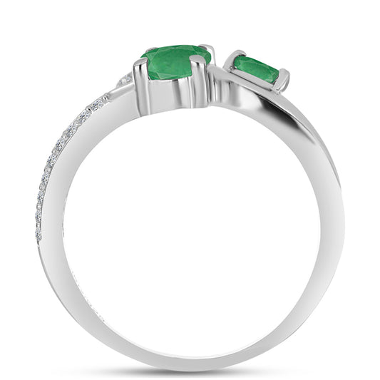 Anillo de Plata con Esmeralda de Brasil y Topacio Blanco
