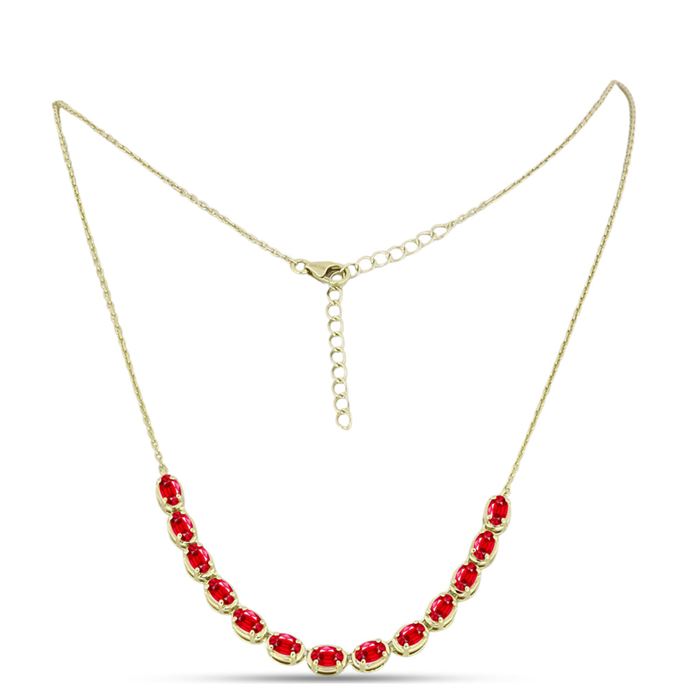Collar de Plata Bañada en Oro con Ágata Roja