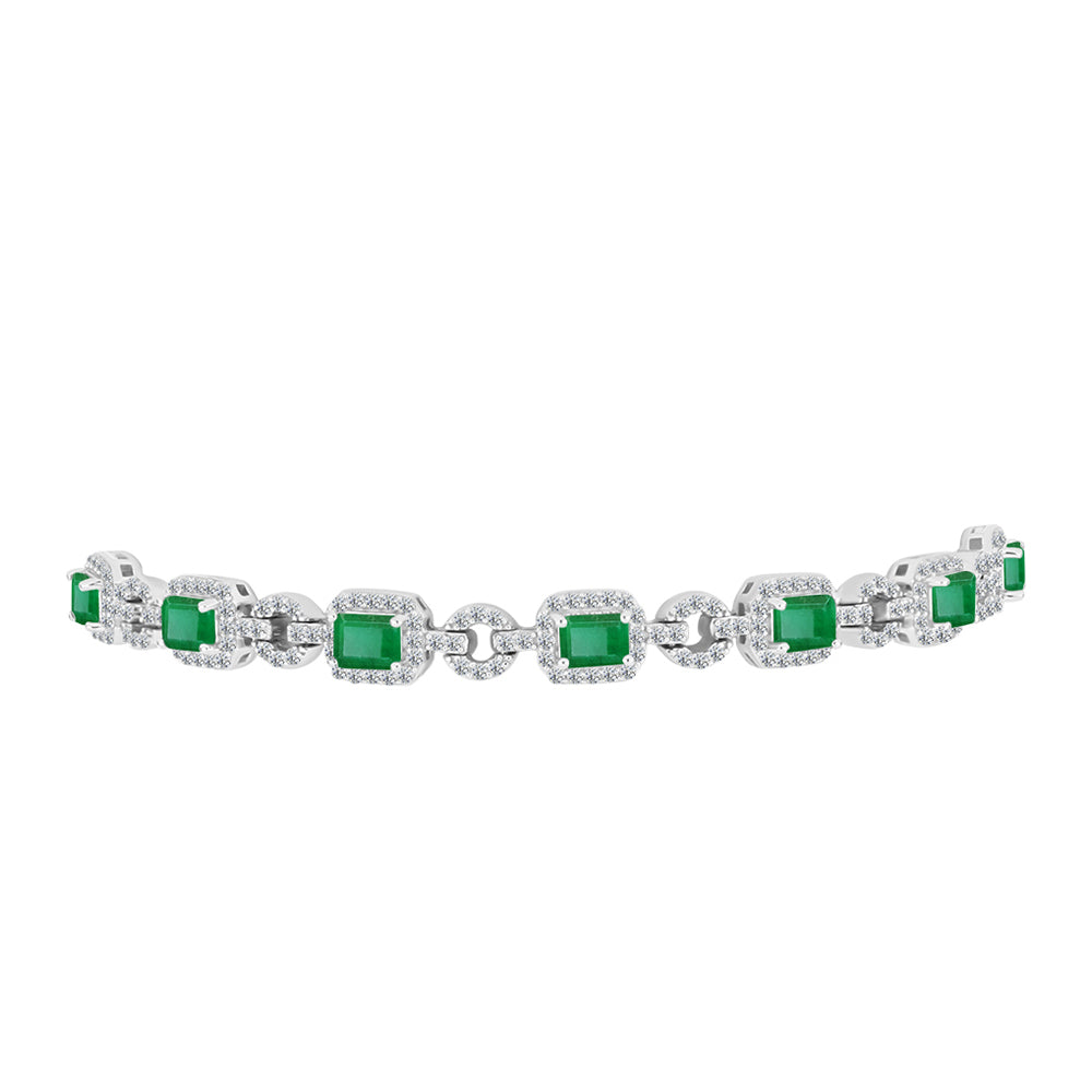 Pulsera de Plata con Esmeralda de Brasil y Topacio Blanco 2 
