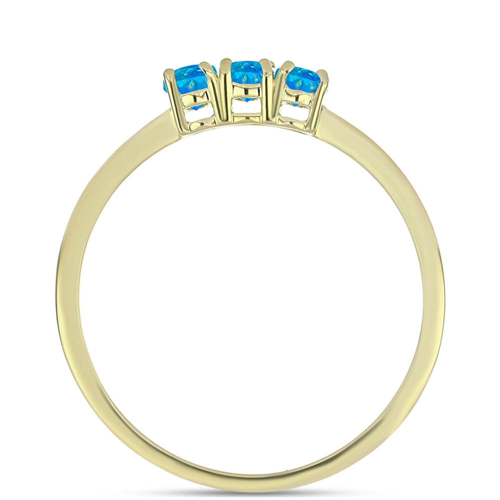 Anillo de Plata Bañada en Oro con Ópalo Azul Paraiba de Etiopía