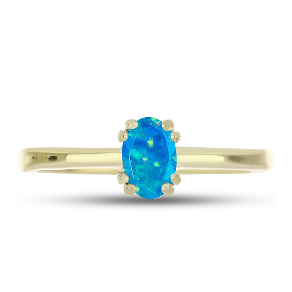 Anillo de Plata Bañada en Oro con Ópalo Azul Paraiba de Etiopía 1 