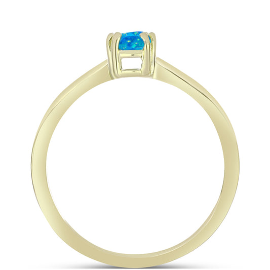 Anillo de Plata Bañada en Oro con Ópalo Azul Paraiba de Etiopía