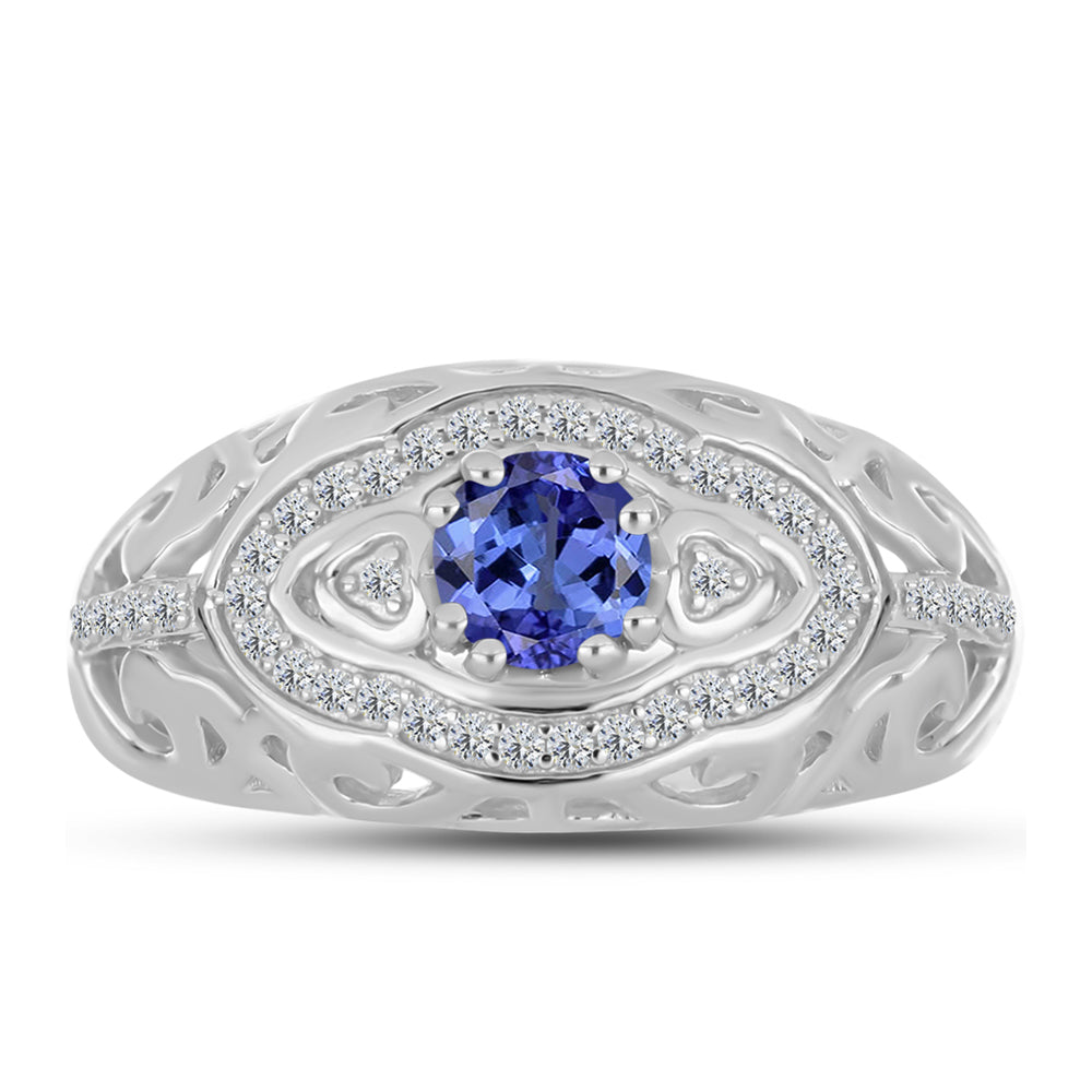 Anillo de Plata con Tanzanita y Topacio Blanco 1 