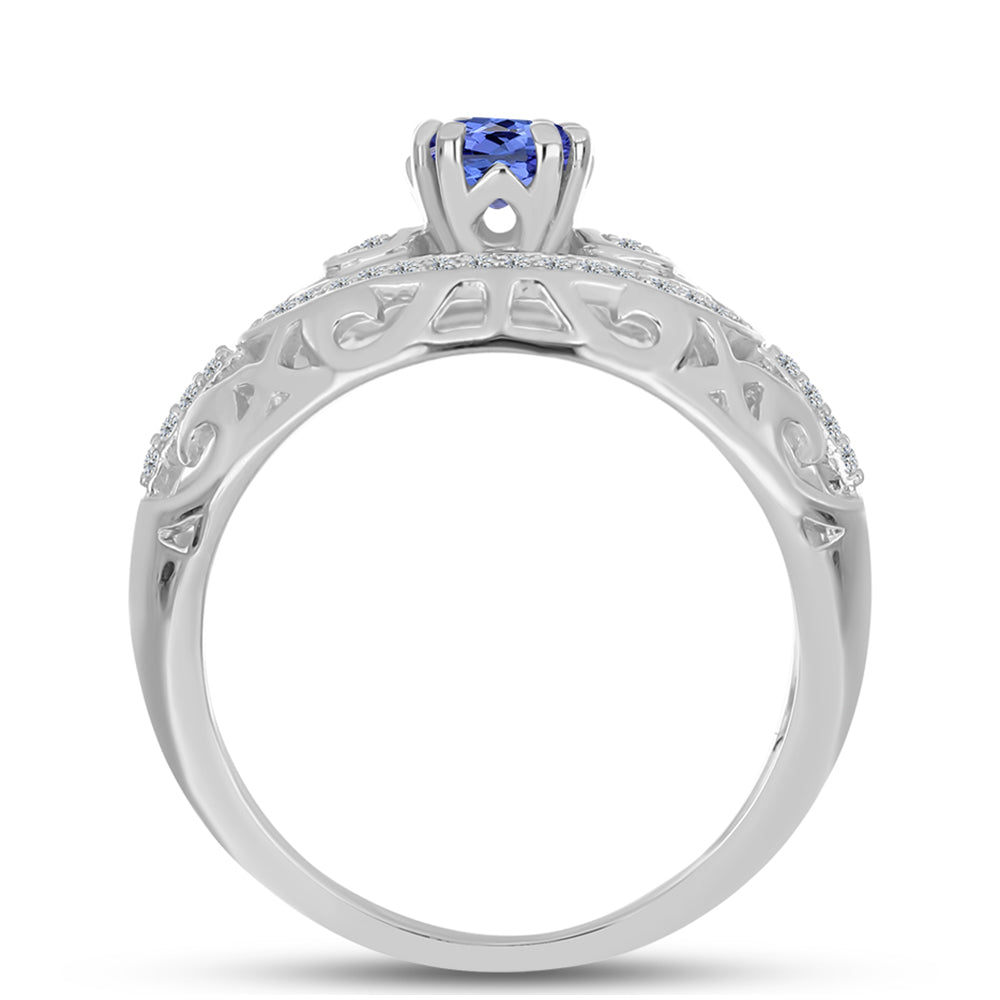 Anillo de Plata con Tanzanita y Topacio Blanco 2 