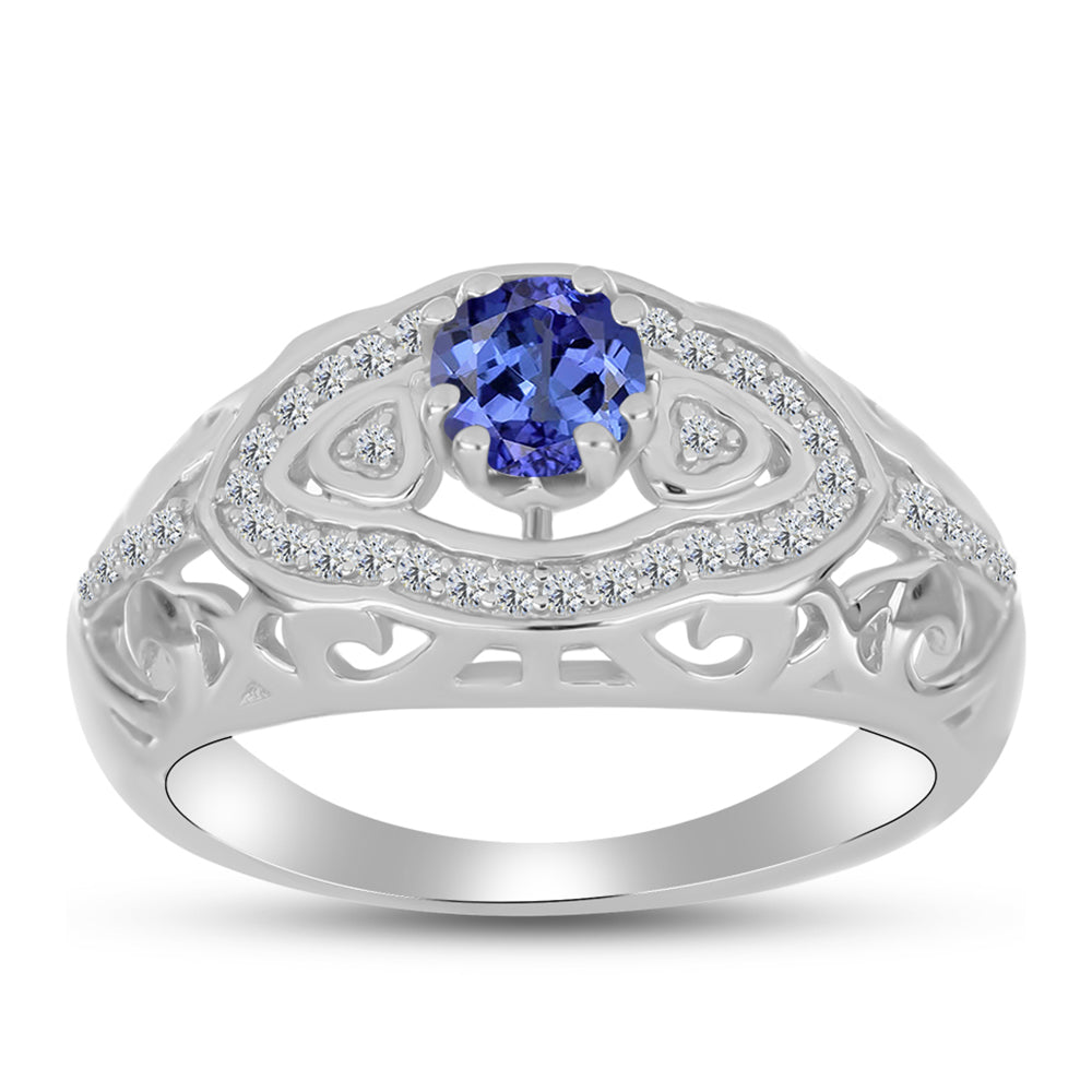 Anillo de Plata con Tanzanita y Topacio Blanco 3 