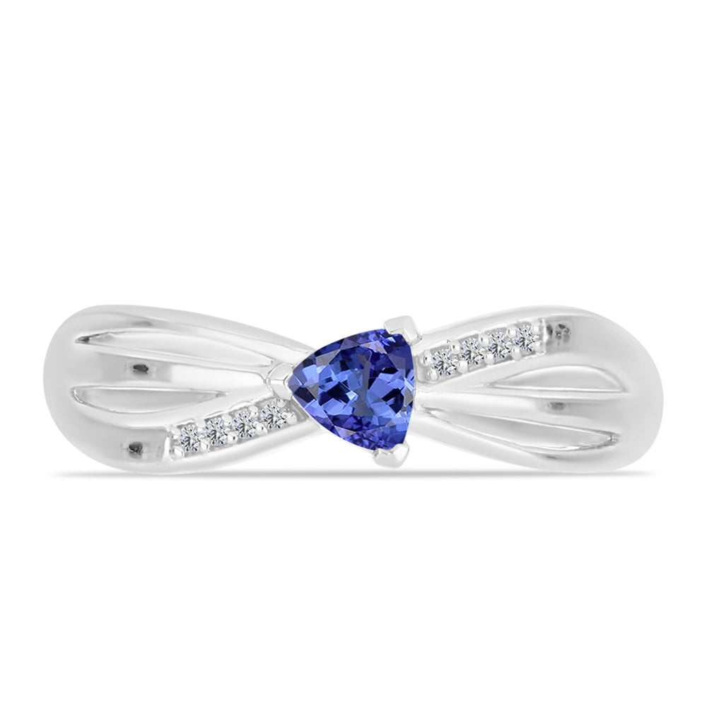 Anillo de Plata con Tanzanita y Topacio Blanco