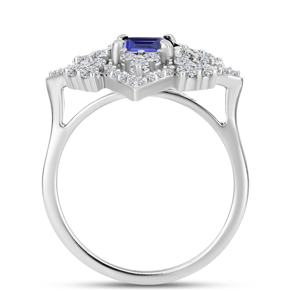 Anillo de Plata con Tanzanita y Topacio Blanco