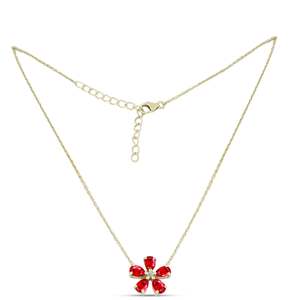 Collar de Plata Bañada en Oro con Ágata Roja y Topacio Blanco 1 