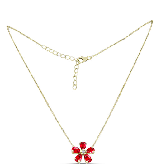 Collar de Plata Bañada en Oro con Ágata Roja y Topacio Blanco