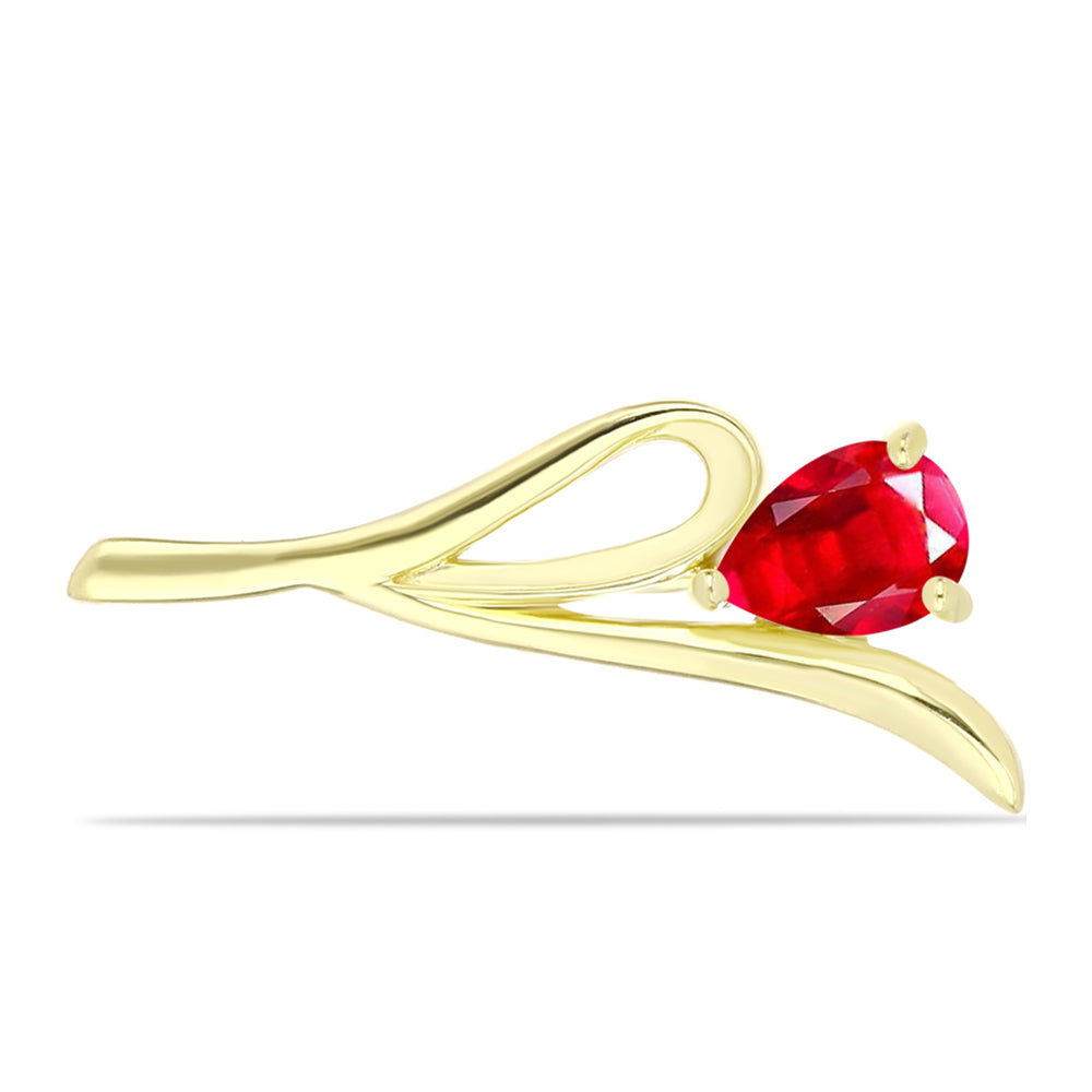Broche de Plata Bañada en Oro con Ágata Roja 1 