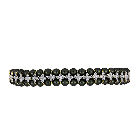 Pulsera de Plata Bañada en Oro con Perla de río Tahiti verde ilusión y Topacio Blanco