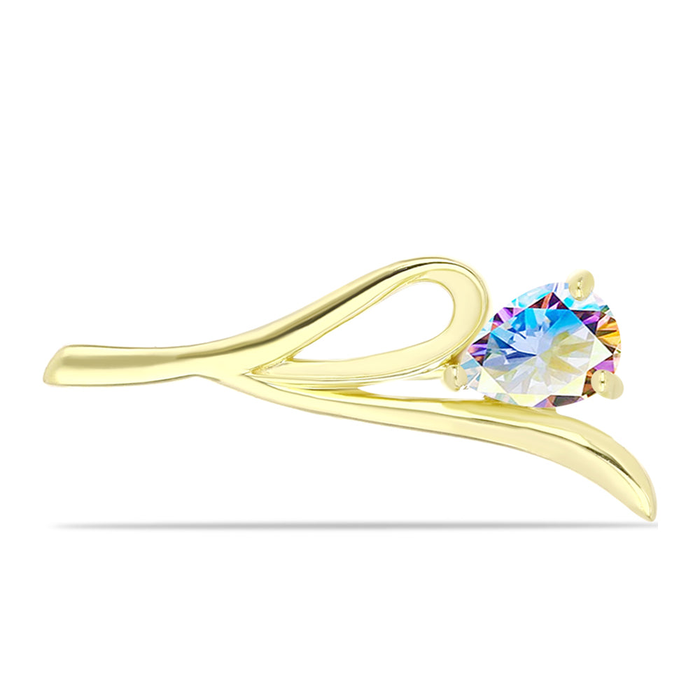Broche de Plata Bañada en Oro con Moisanita hielo 1 
