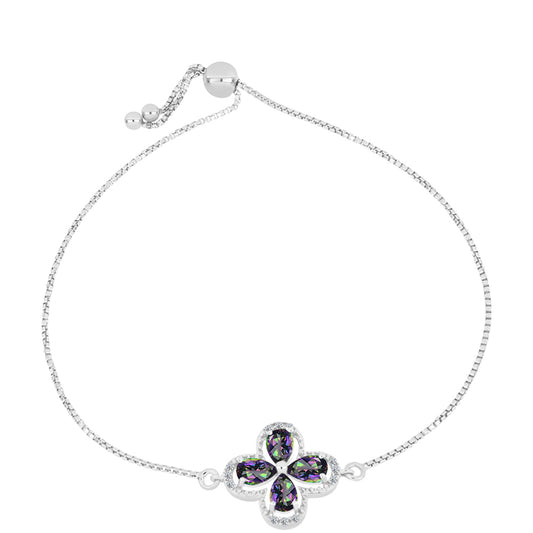 Pulsera de Plata con Topacio Místico y Topacio Blanco