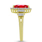 Anillo de Plata Bañada en Oro con Ágata Roja y Zircón Blanco