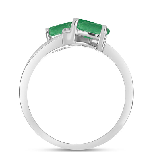 Anillo de Plata con Esmeralda de Brasil y Topacio Blanco