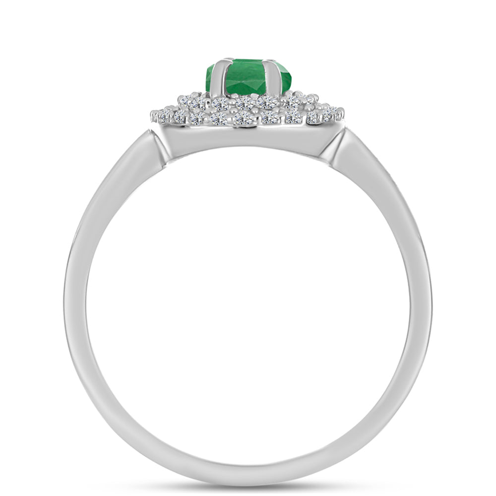 Anillo de Plata con Esmeralda de Brasil y Topacio Blanco 2 