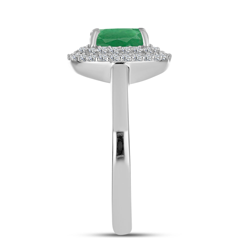 Anillo de Plata con Esmeralda de Brasil y Topacio Blanco 4 