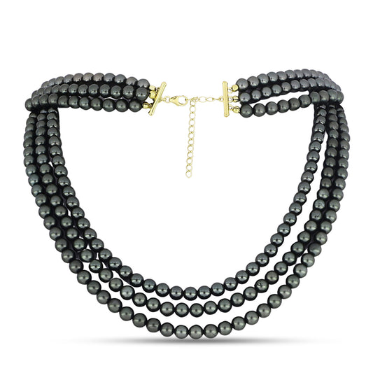 Collar de Plata Bañada en Oro con Perla de río Tahiti verde ilusión